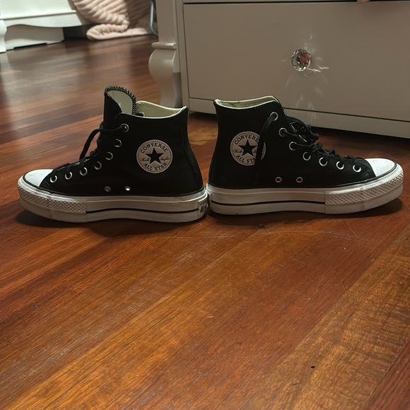 platform black leather high top converse - Picture 2 of 4